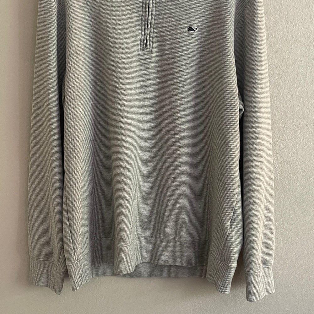 Vineyard Vines Performance Ribbed Gray Quarter Zip Pullover Sweatshirt Size L - Picture 3 of 11
